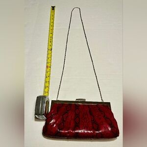 Red Snakeskin Clutch Bag